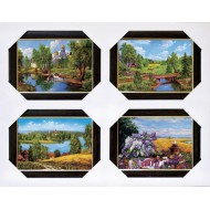 Цветы Подарочные наборы 40x50 из 4-х изображений - Набор из 4 картин в раме Ч023