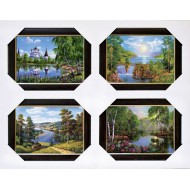 Цветы Подарочные наборы 40x50 из 4-х изображений - Набор из 4 картин в раме Ч024